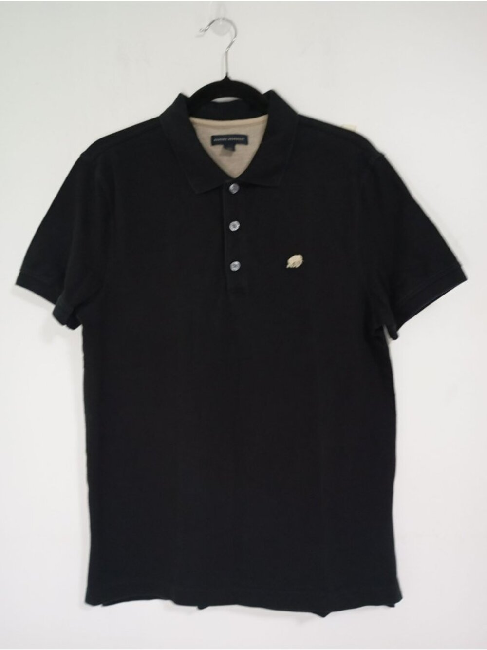 Banana Republic Mens Black Polo Shirt M Cotton Blend Embroidered Elephant Logo